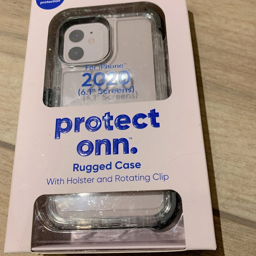 Onn 6.1 Screen 2020 Iphone Clear Rugged Case W/ Belt Holster Clip
